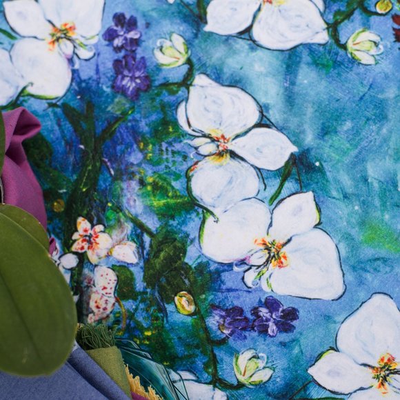 April Cornell Tablecloth Rainforest Orchid 54x54 - Picture 2 of 4